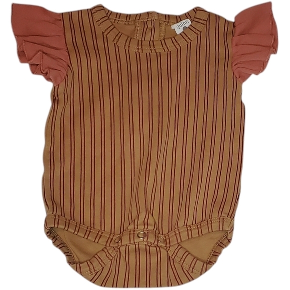 Kate Quinn Organics One-piece Bodysuit Short-sleeve Red Striped Baby 3-6M - Picture 1 of 3